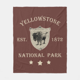 Vintage Yellowstone National Park Fleece Blanket