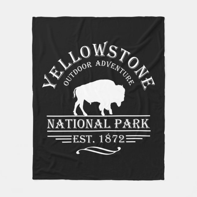 Vintage Yellowstone National Park Fleece Blanket (Front)