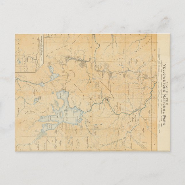 Vintage Yellowstone National Park Map Postcard (Front)