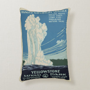 Vintage Yellowstone National Park Old Faithful Decorative Cushion