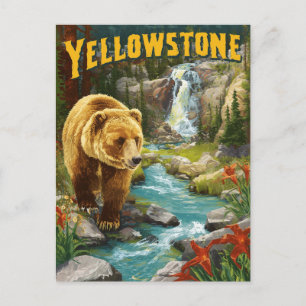 Vintage Yellowstone National Park Scenic Wildlife Postcard