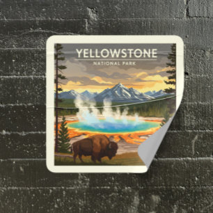 Vintage Yellowstone National Park Square Sticker