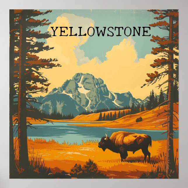 Vintage Yellowstone National Park Travel Poster (Front)