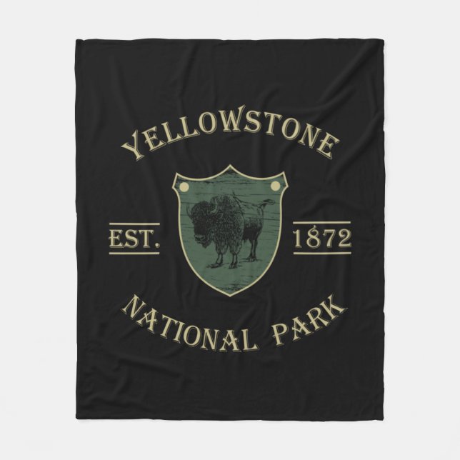 Vintage Yellowstone Ntaional Park Fleece Blanket (Front)