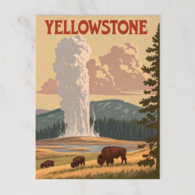 Vintage Yellowstone: Old Faithful Eruption Postcard (Creator Uploaded)