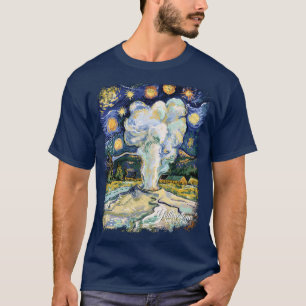 Vintage Yellowstone Old Faithful Van Gogh Style T-Shirt