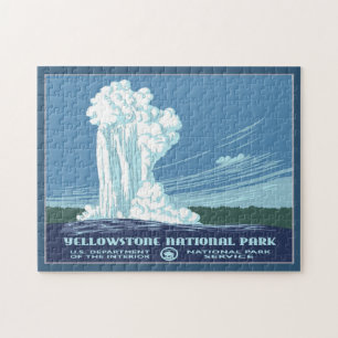 Vintage Yellowstone WPA Travel - Old Faithful Jigsaw Puzzle