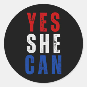 Vintage Yes She Can Kamala Harris 2024 Elections Classic Round Sticker