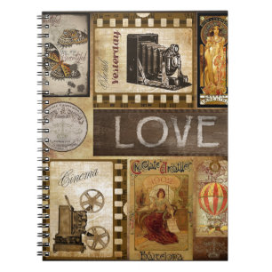 Vintage Yesterday Love Woman Cinema Chocolate Notebook