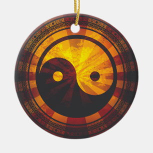 Vintage Yin Yang Ceramic Tree Decoration