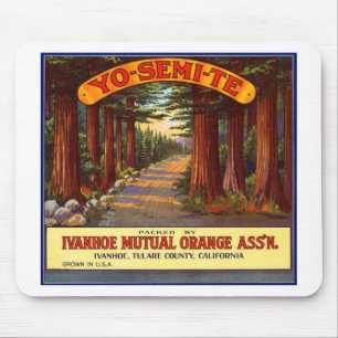 Vintage Yo-Semi-Te Orange Label Mouse Pad