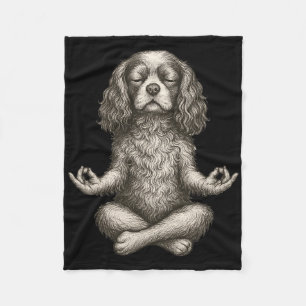 Vintage Yoga Dog Cavalier King Charles Spaniel Fun Fleece Blanket
