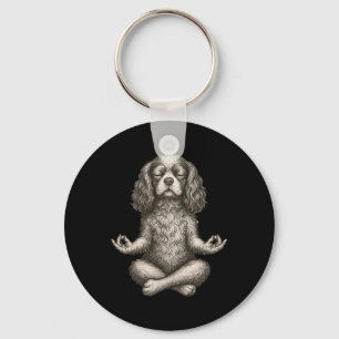 Vintage Yoga Dog Cavalier King Charles Spaniel Fun Key Ring