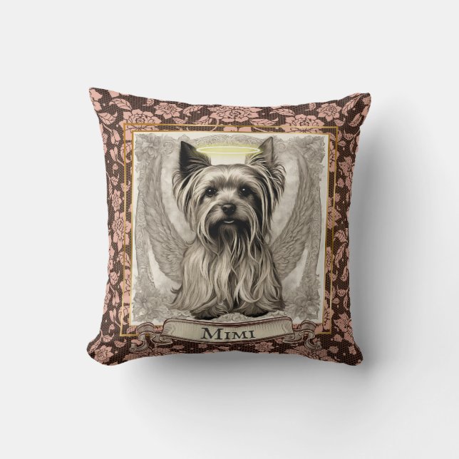 Vintage Yorkshire Terrier Angel Customised  Cushion (Front)