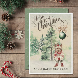 Vintage Yorkshire Terrier Dog Holiday Card