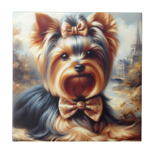 Vintage Yorkshire Terrier Painting Ceramic Tile