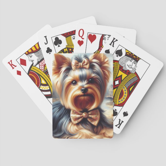 Vintage Yorkshire Terrier Painting Playing Cards (Back)