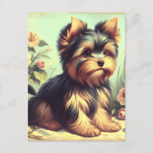 Vintage Yorkshire Terrier Painting Postcard