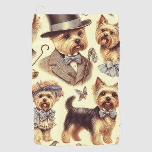 Vintage Yorkshire Terrier Seamless Golf Towel