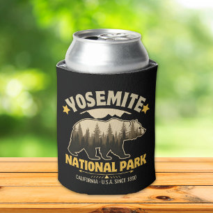 Vintage Yosemite Bear Forest Graphic Can Cooler