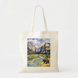 Vintage Yosemite El Capitan Bear Tunnel View Art Tote Bag