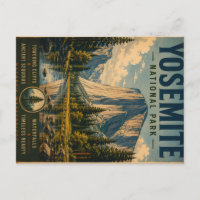 Vintage Yosemite National Park Landscape with Towe