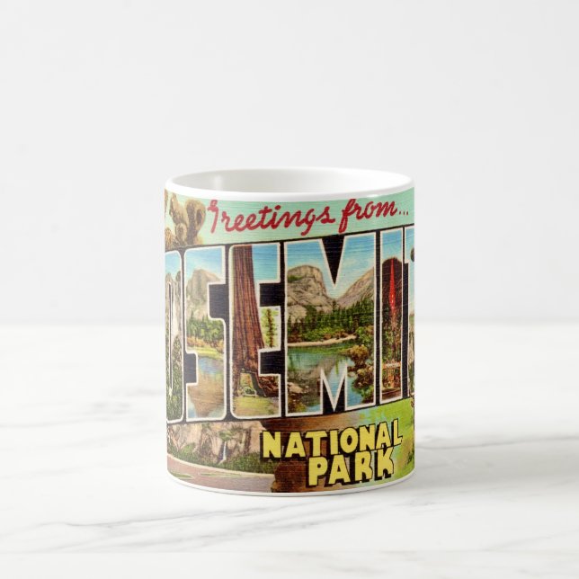Vintage Yosemite National Park Postcard Coffee Mug (Center)