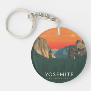Vintage Yosemite National Park Sunset Key Ring