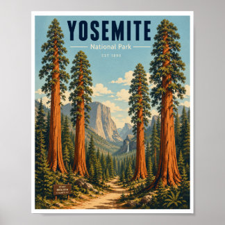 Vintage Yosemite National Park Travel Poster