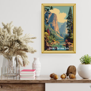 Vintage Yosemite National Park Valley River View Poster