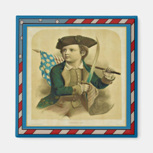 Vintage Young Boy with Flag & Sabre Magnet