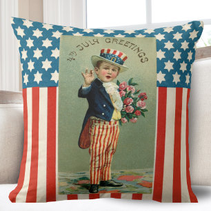 Vintage Young Uncle Sam 4th of July Cushion