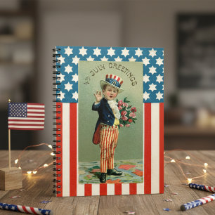 Vintage Young Uncle Sam 4th of July Notebook