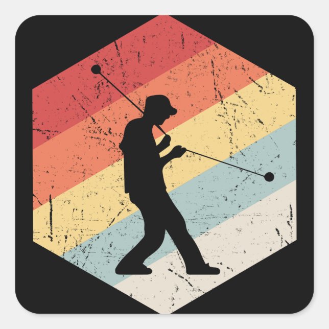 Vintage Yoyo Player Colourful Retro Square Sticker (Front)