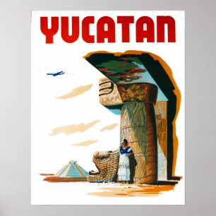 Vintage Yucatan Mexico Travel Poster