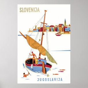 Vintage Yugoslavia Sailing Poster Slovenia Travel