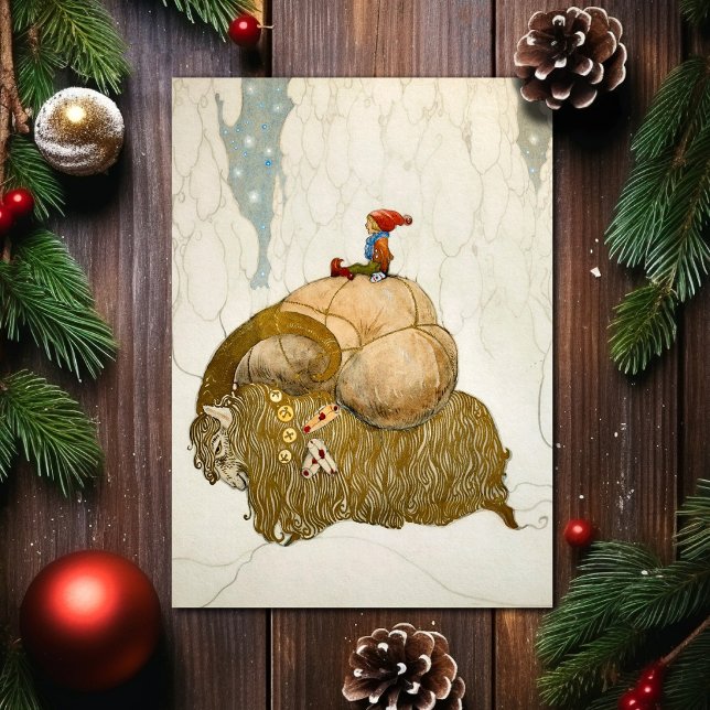 Vintage Yule Goat Art Christmas Card (Creator Uploaded)