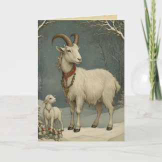 Vintage Yule Goat, Happy Yuletide Card