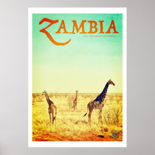 Vintage Zambia Travel Poster