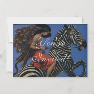 Vintage Zebra Art Nouveau Woman Invitation
