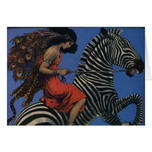 Vintage Zebra Art Nouveau Woman Life 1922