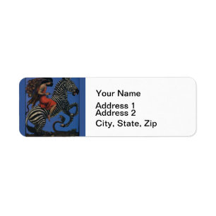 Vintage Zebra Art Nouveau Woman Life 1922 Return Address Label