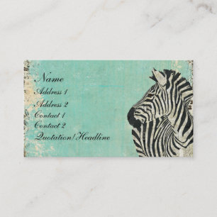 Vintage Zebra Blue Business Card/Tags Business Card