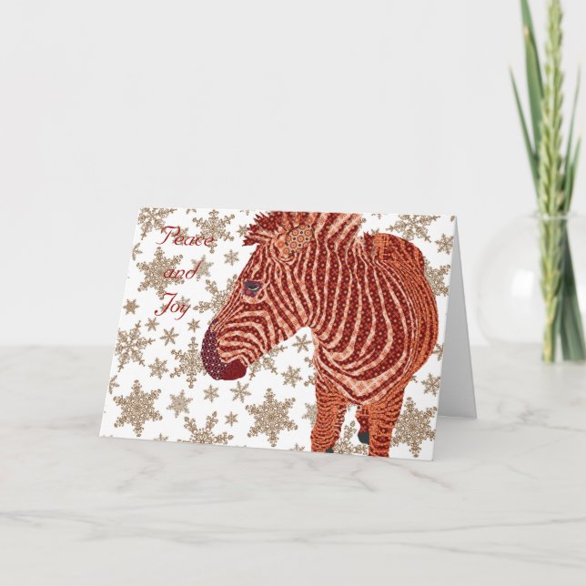 Vintage Zebra Christmas Greeting Holiday Card (Front)