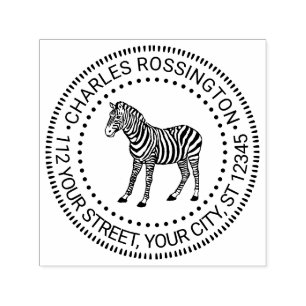 Vintage Zebra Drawing Name Return Address Self-inking Stamp