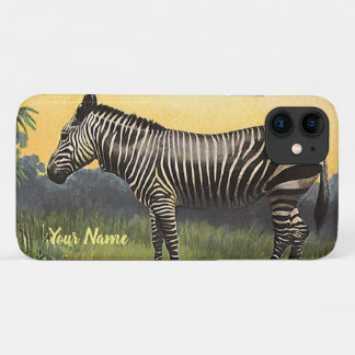 Vintage Zebra in the African Savannah, Wild Animal iPhone 11 Case
