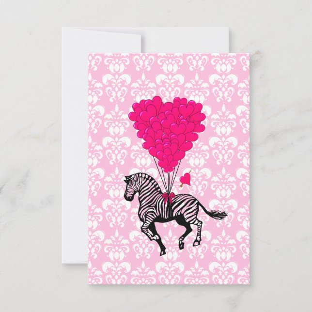 Vintage zebra & pink  heart balloons (Front)