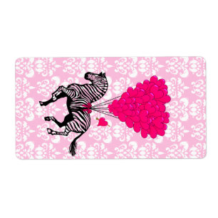 Vintage zebra & pink heart balloons
