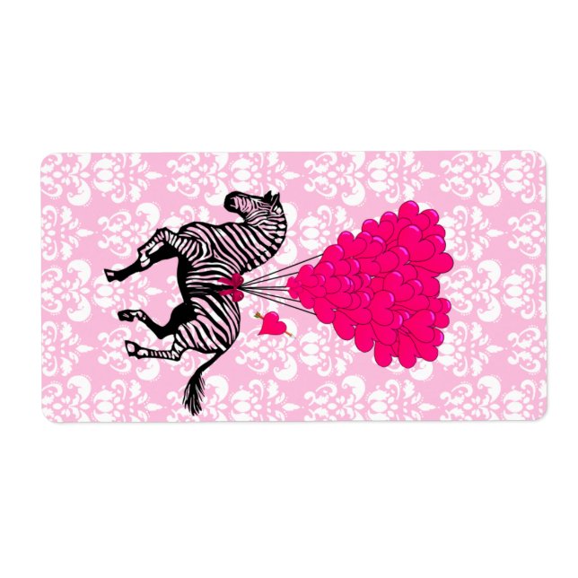 Vintage zebra & pink  heart balloons (Front)