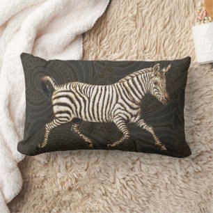 Vintage zebra running with paisley design lumbar cushion